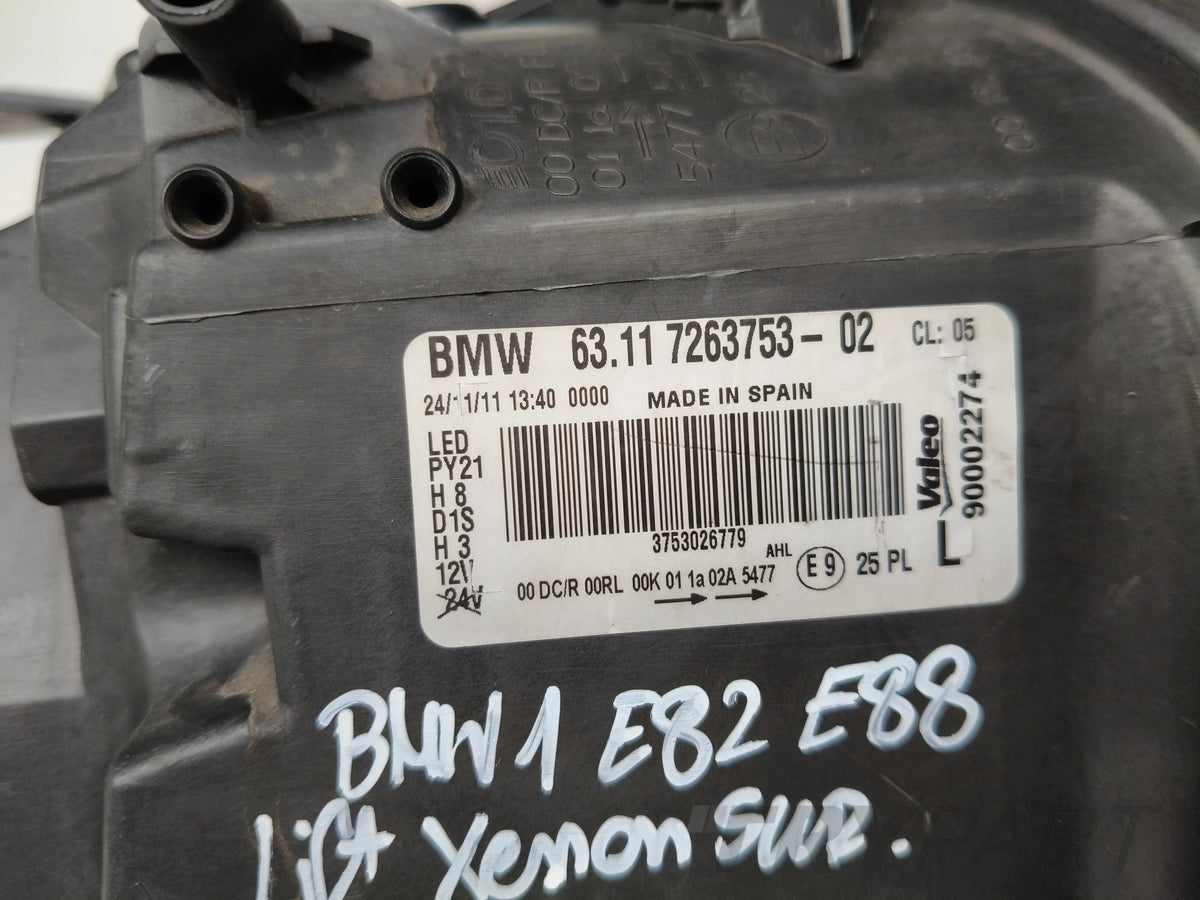 LEFT HEADLIGHT BMW 1 E82 E88 COUPE CABRIO XENON ADAPTIVE