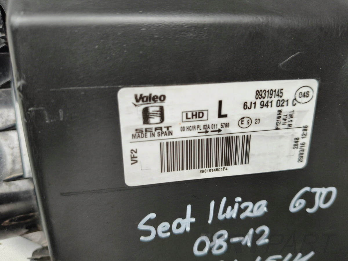 LEFT HEADLIGHT LAMP SEAT IBIZA 6J 6J0 08-12