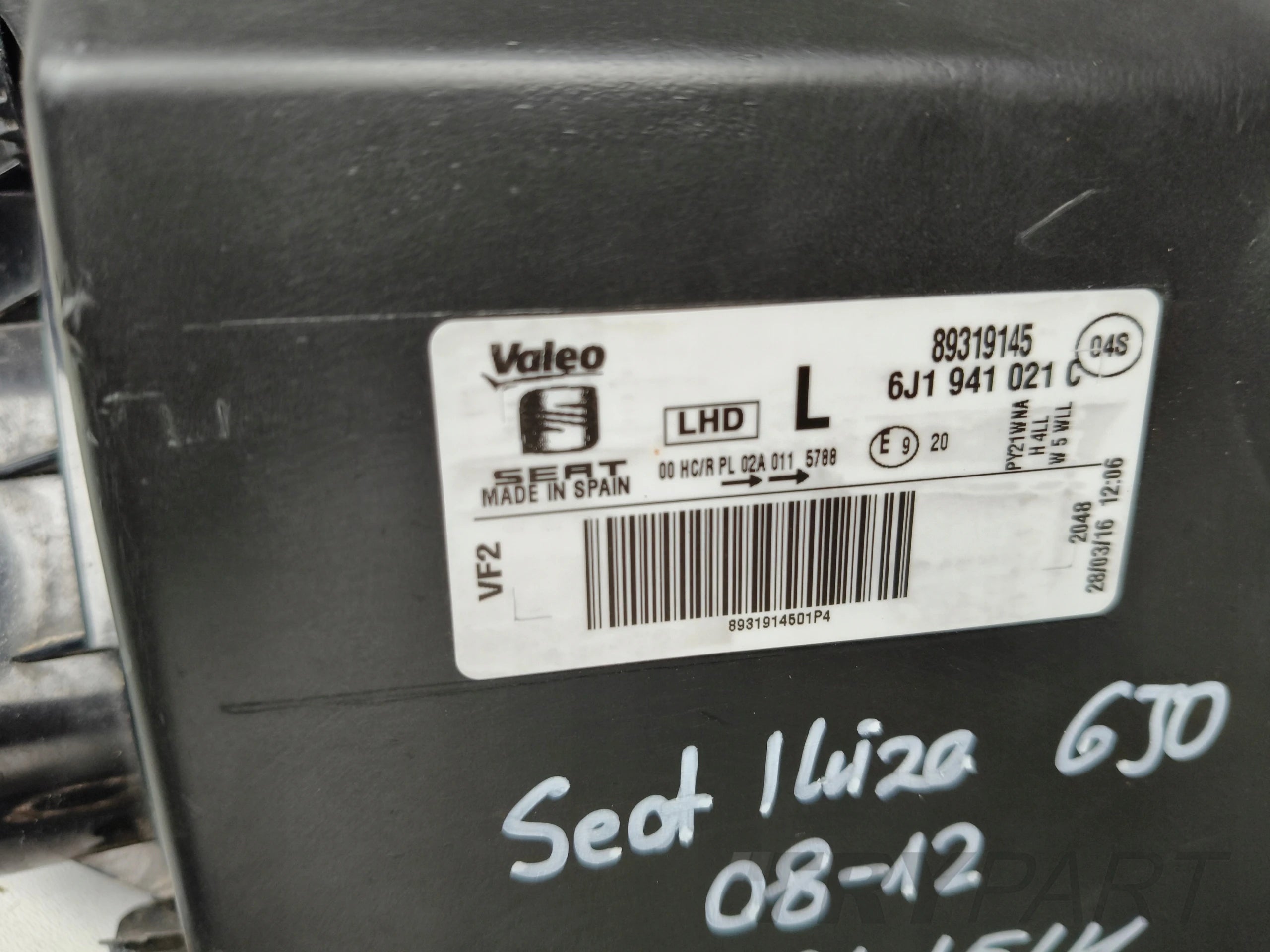 LEFT HEADLIGHT LAMP SEAT IBIZA 6J 6J0 08-12