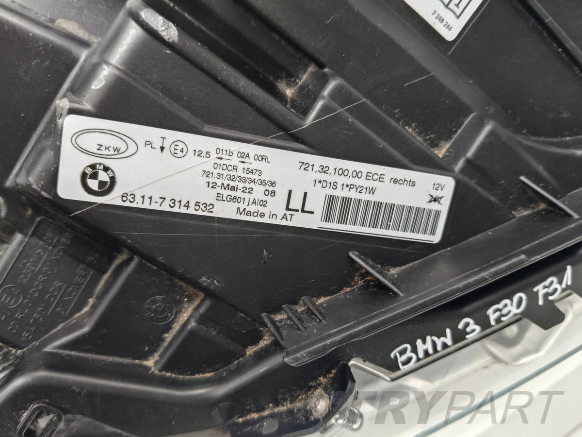 RIGHT HEADLIGHT BMW 3 F30 F31 12-15 XENON LED NON-ADAPTIVE
