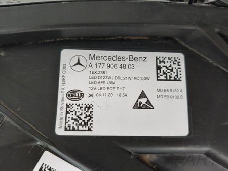 RIGHT HEADLIGHT LAMP MERCEDES A-CLASS W177 18- FULL LED