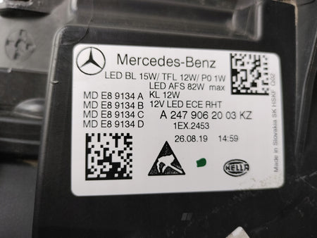 RIGHT HEADLIGHT LAMP MERCEDES B-CLASS W247 18- MULTIBEAM LED