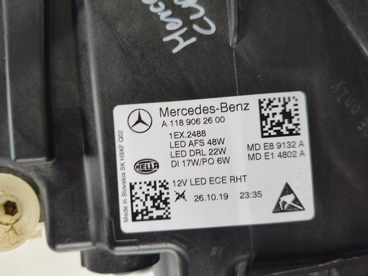 RIGHT HEADLIGHT LAMP MERCEDES CLA W118 18- FULL LED