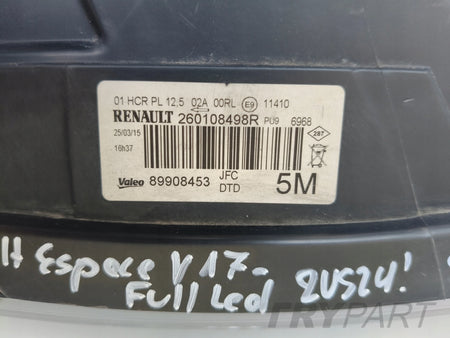 RIGHT HEADLIGHT LAMP RENAULT ESPACE V 17- FULL LED