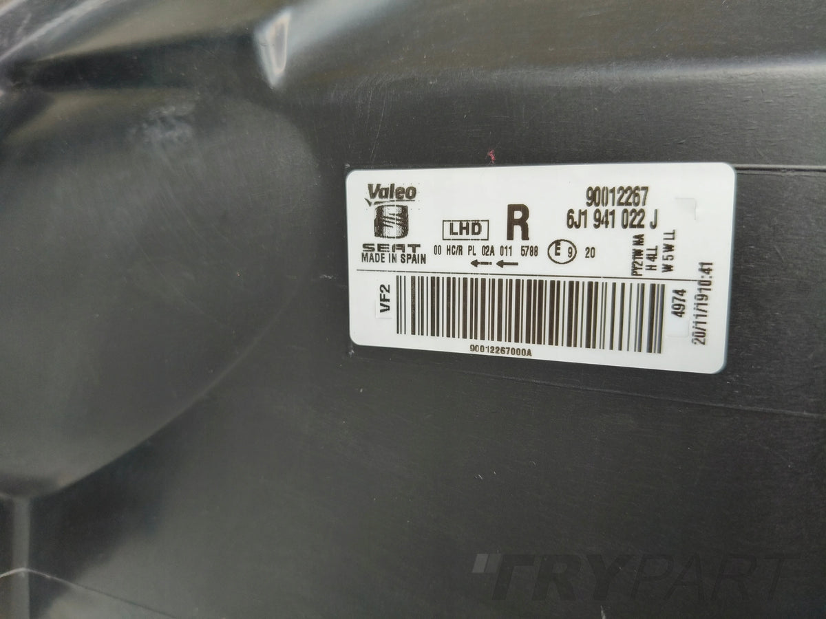 RIGHT HEADLIGHT LAMP SEAT IBIZA 6J 6J0 12- LIFT