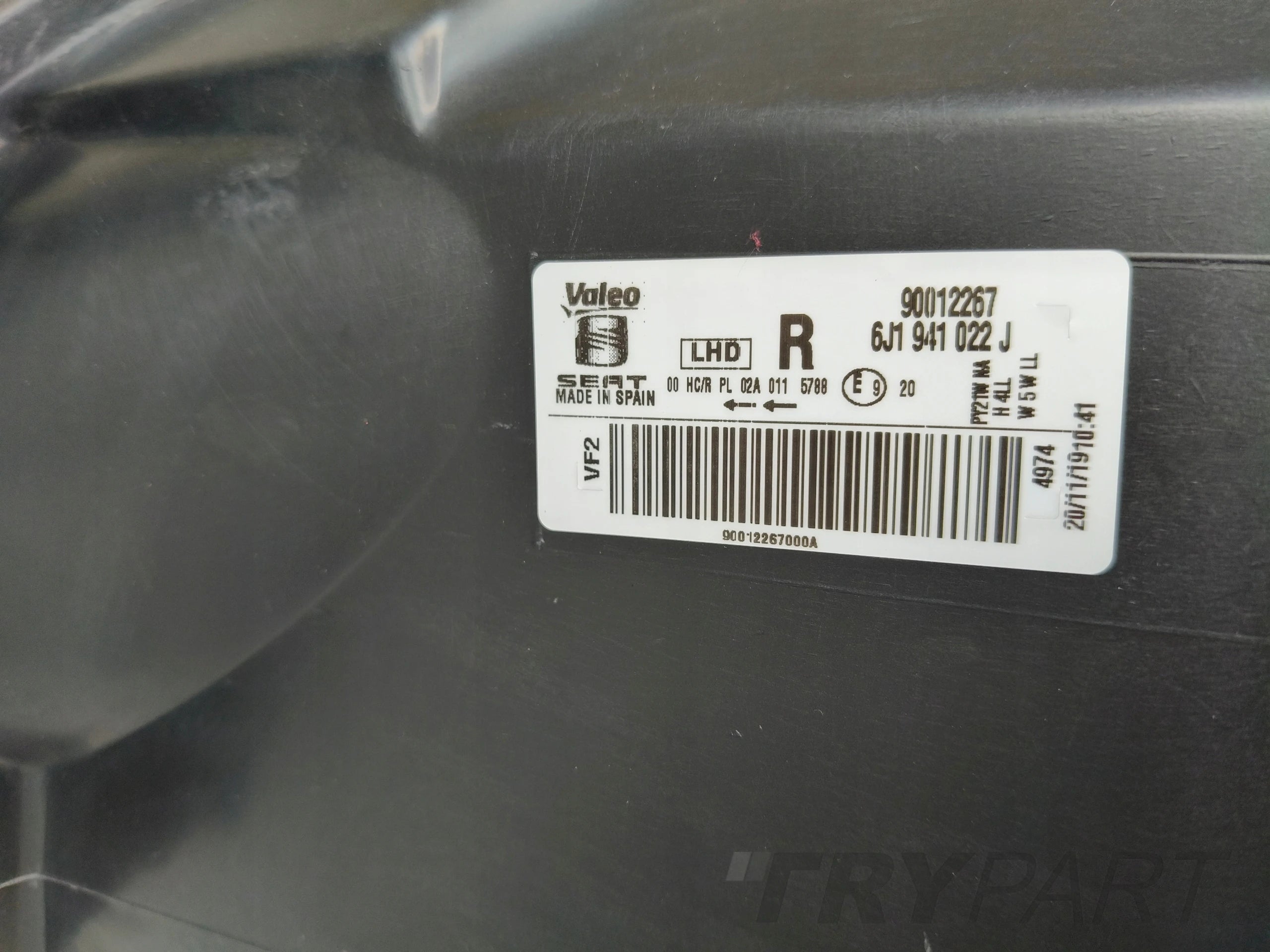 RIGHT HEADLIGHT LAMP SEAT IBIZA 6J 6J0 12- LIFT