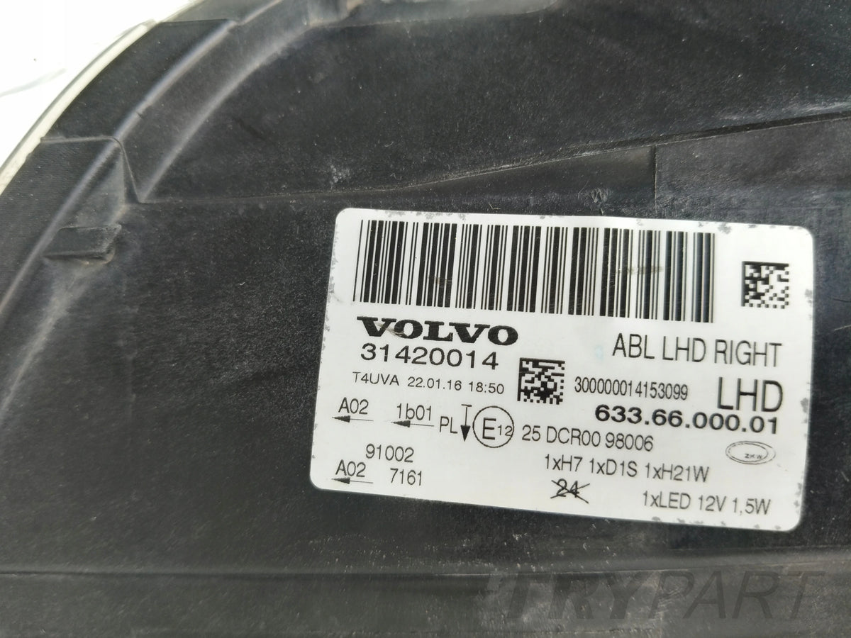 RIGHT HEADLIGHT LAMP VOLVO S80 V70 13- FACELIFT XENON LED ADAPTIVE