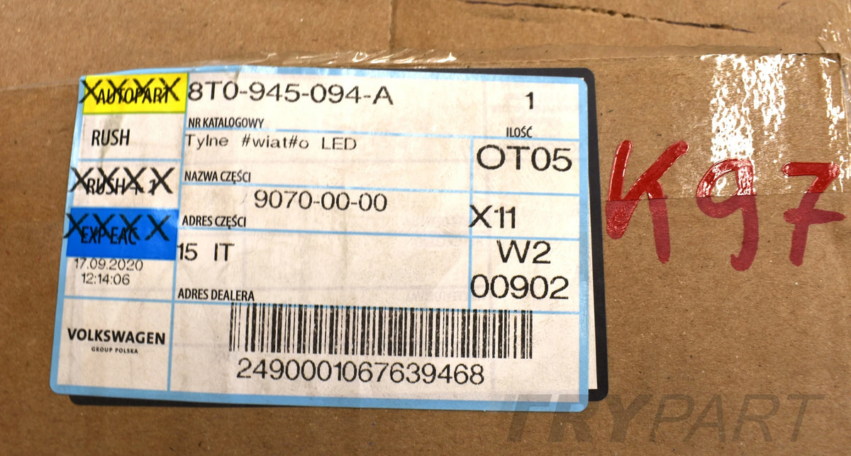 AUDI A5 8T0 SPORTBACK TAILGATE TAIL LIGHT RIGHT ORG EU