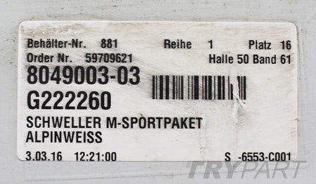 BMW F10 F11 M Package Left Sill Cover Trim
