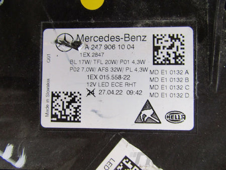 HEADLIGHT MERCEDES B CLASS W247 LED LIFT PERFORMANCE RH 22- A2479061004