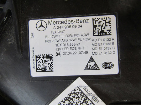 HEADLIGHT MERCEDES B CLASS W247 LED LIFT PERFORMANCE LH LEFT 22- A2479060