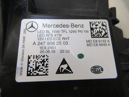 Front Headlight Mercedes B-Class W247 LED HIGH PERFORMANCE 18-22 LH A2479062503