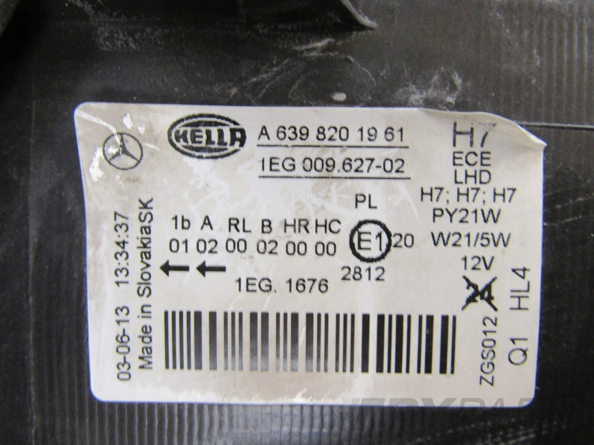 MERCEDES VITO VIANO W639 LIFT HEADLIGHT STANDARD 10- RH A6398201961