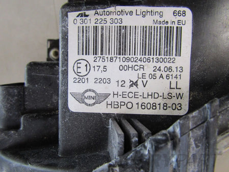 HEADLIGHT MINI COOPER CLUBMAN R55 R56 R57 STANDARD LH LEFT 07-14 HBPO160818