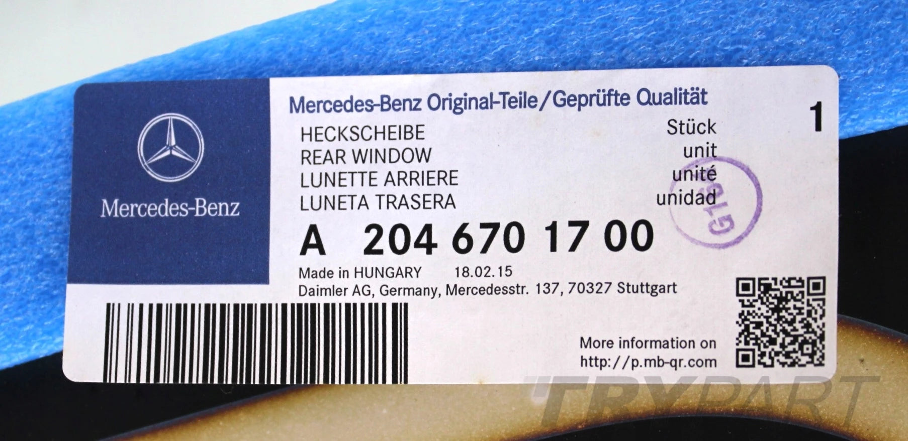 MERCEDES C CLASS W204 REAR WINDSHIELD SEDAN ORG NEW A2046701700