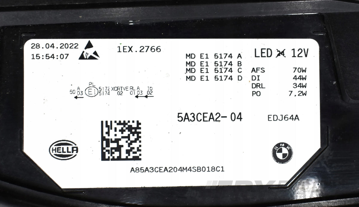 BMW IX I20 HEADLIGHT RIGHT FRONT LASER ORG EU 5A3CEA2-04