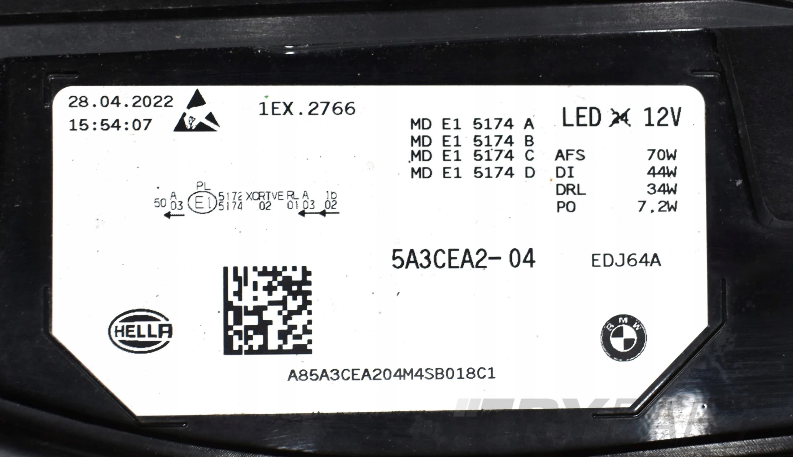 BMW IX I20 HEADLIGHT RIGHT FRONT LASER ORG EU 5A3CEA2-04