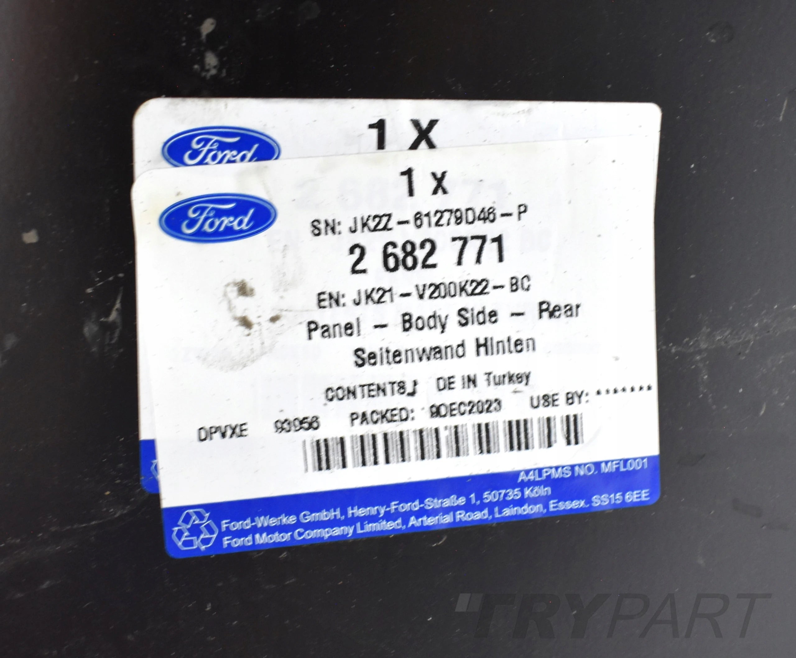 FORD TRANSIT CUSTOM RIGHT REAR PANEL ORG