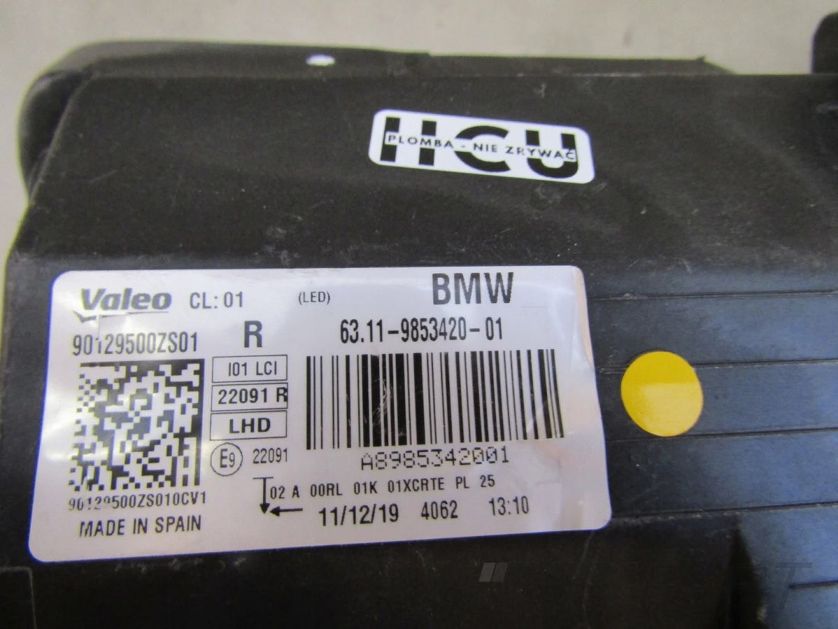 FRONT HEADLIGHT BMW I3 LCI Lift FULL LED ADAPTIVE RIGHT PASSENGER SIDE 17-22 9853420