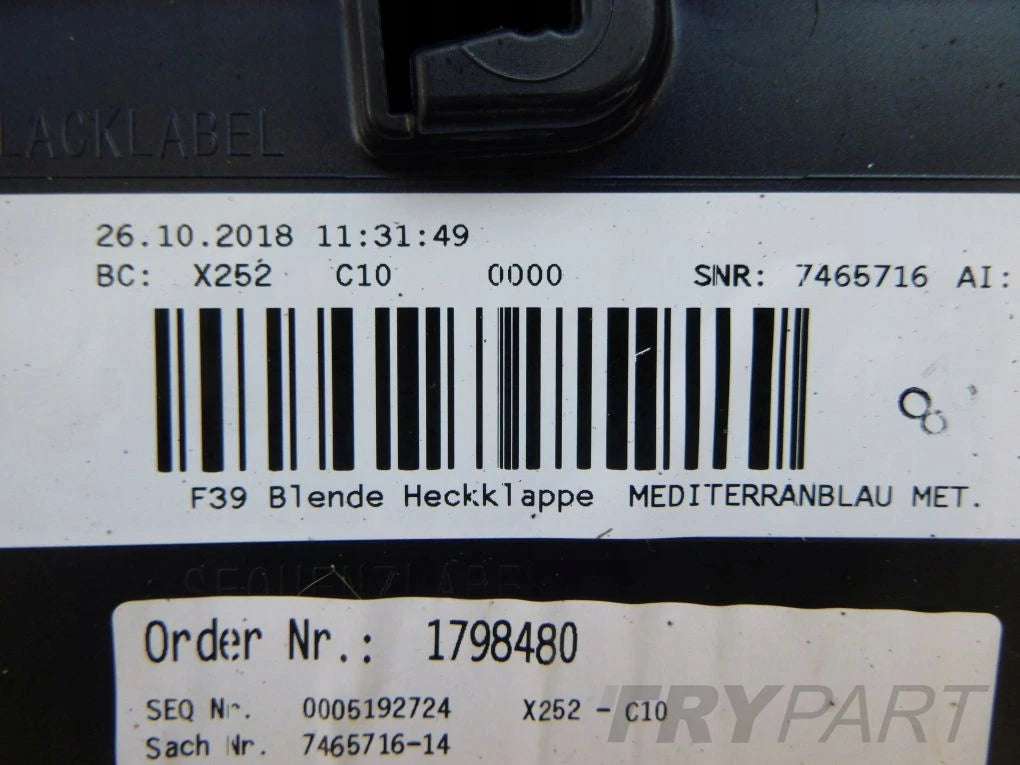 BMW X2 F39 Rear Trunk Lid Trim