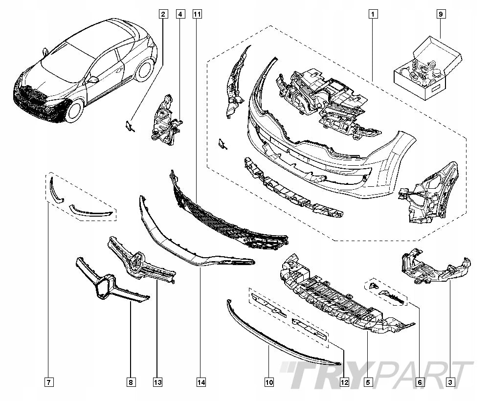 MEGANE III 3 RS LIFT 13-16 BRAND NEW FRONT BUMPER FRONT TEGNE ORIGINAL