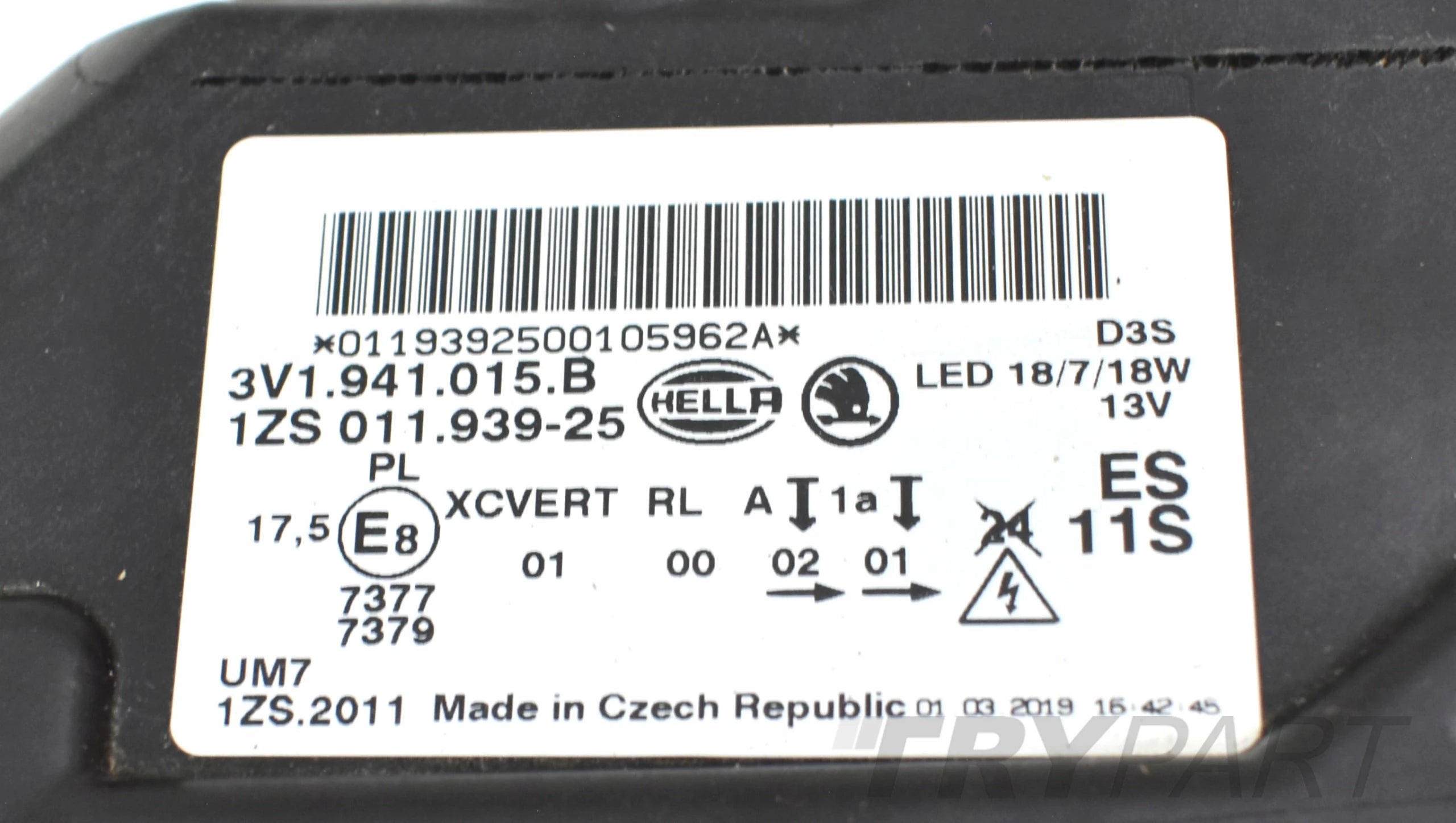 SKODA SUPERB III 3V LEFT FRONT HEADLIGHT ORG EU 3V1941015B