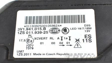 SKODA SUPERB III 3V LEFT FRONT HEADLIGHT ORG EU 3V1941015B