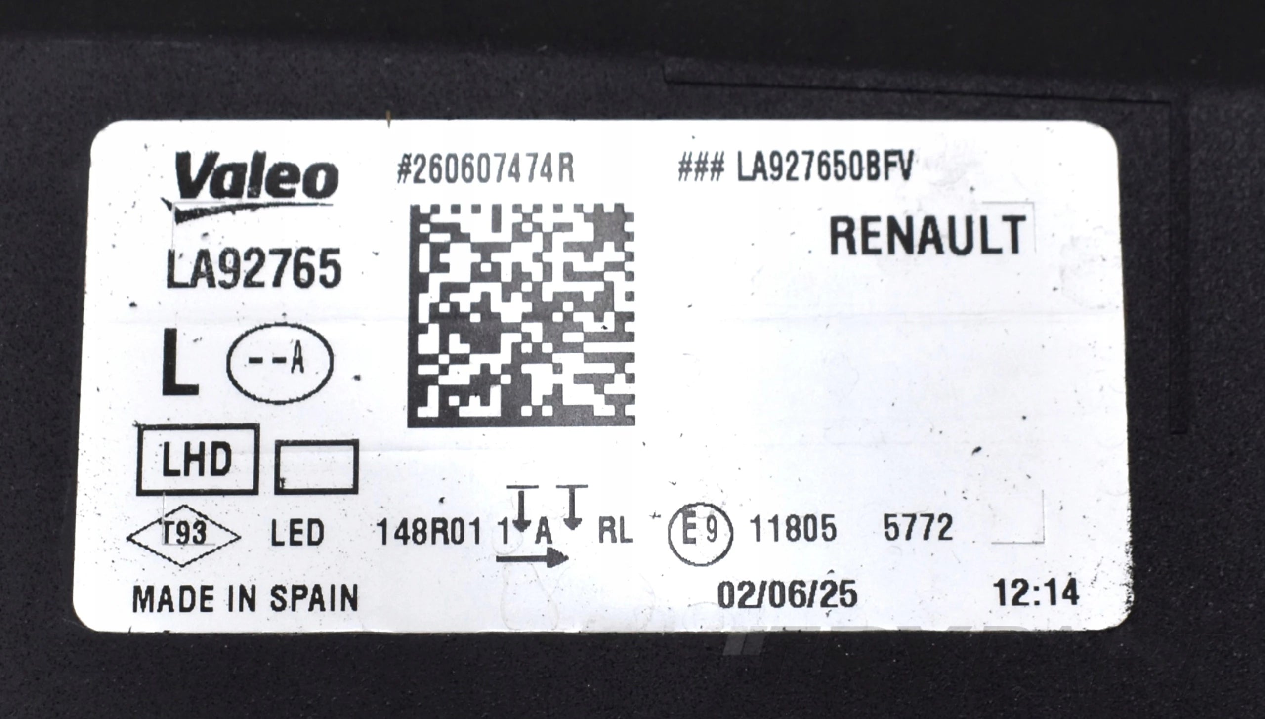 RENAULT RAFALE LEFT LED DRL HALOGEN FRONT ORG EU 260607474R
