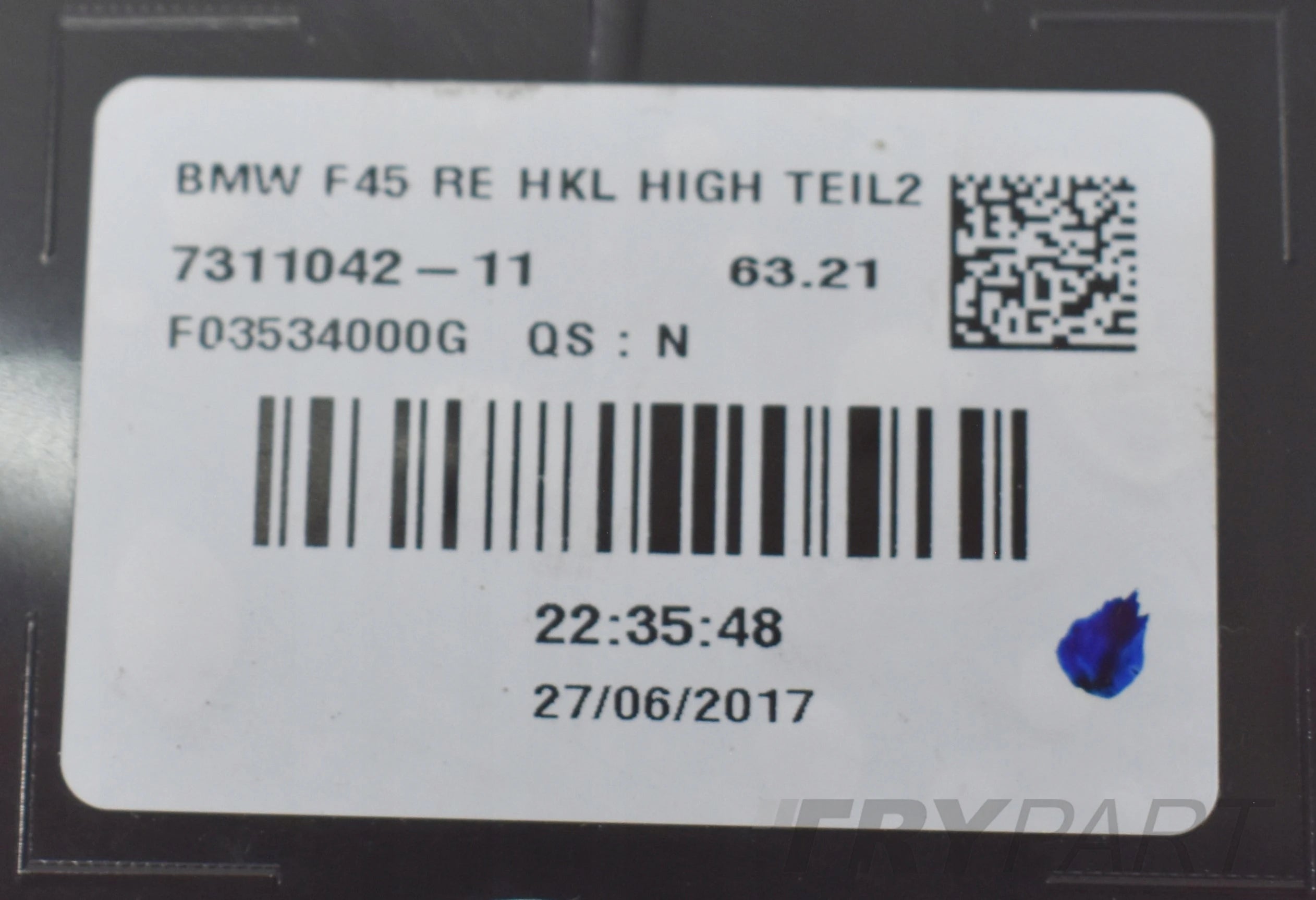 BMW 2 F45 TAIL LIGHT RIGHT, HATCH MOUNTED, GENUINE EU