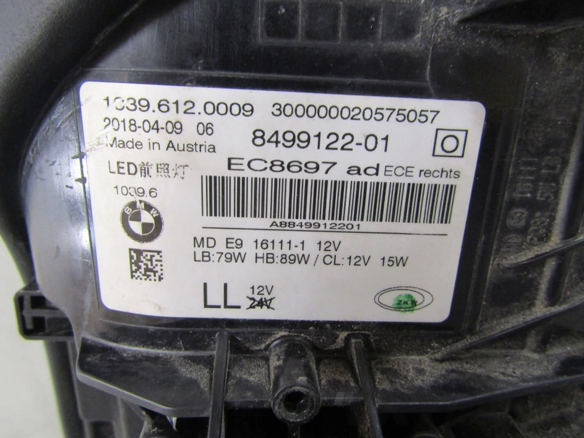 Front Lamp BMW 5 G30 G31 ADAPTIVE FULL LED 17-20 RH RIGHT 8499122
