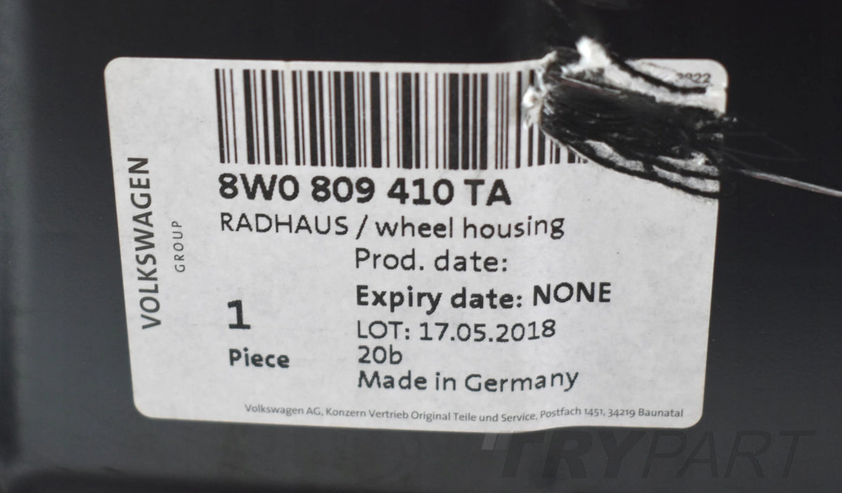 AUDI A4 B9 8W INNER FENDER RIGHT REAR ORIGINAL NEW 8W0809410TA