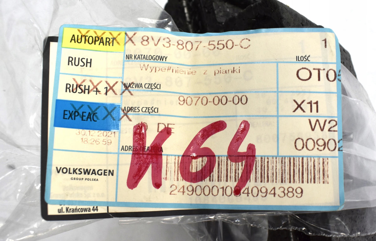 AUDI A3 8V 8V3 BUMPER FOAM ABSORBER, ORIGINAL NEW