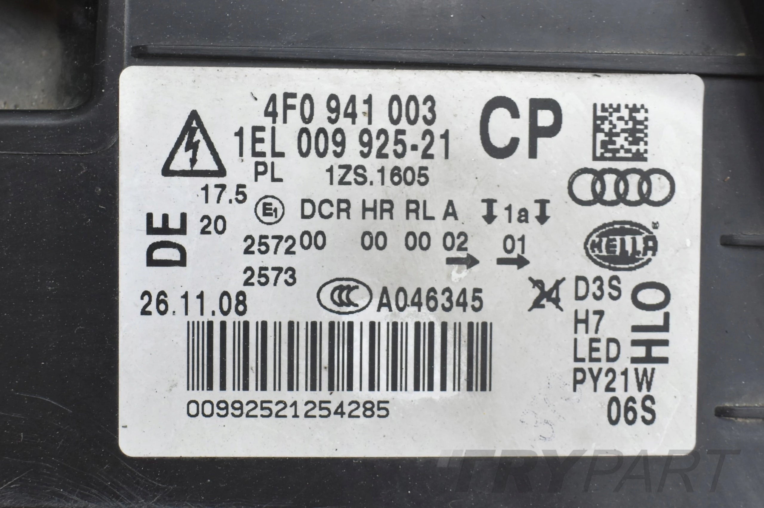 AUDI A6 C6 4F0 LIFT LEFT HEADLIGHT FRONT B-XENON ORG EU 4F0941003