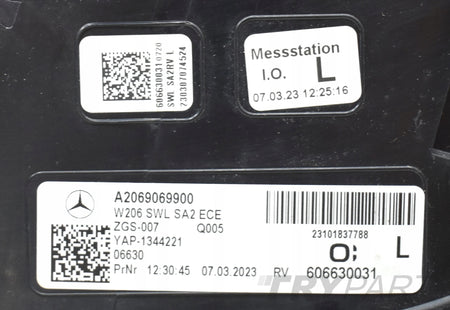 MERCEDES C-CLASS W206 LEFT REAR EXTERIOR TAIL LIGHT ORG EU A2069069900