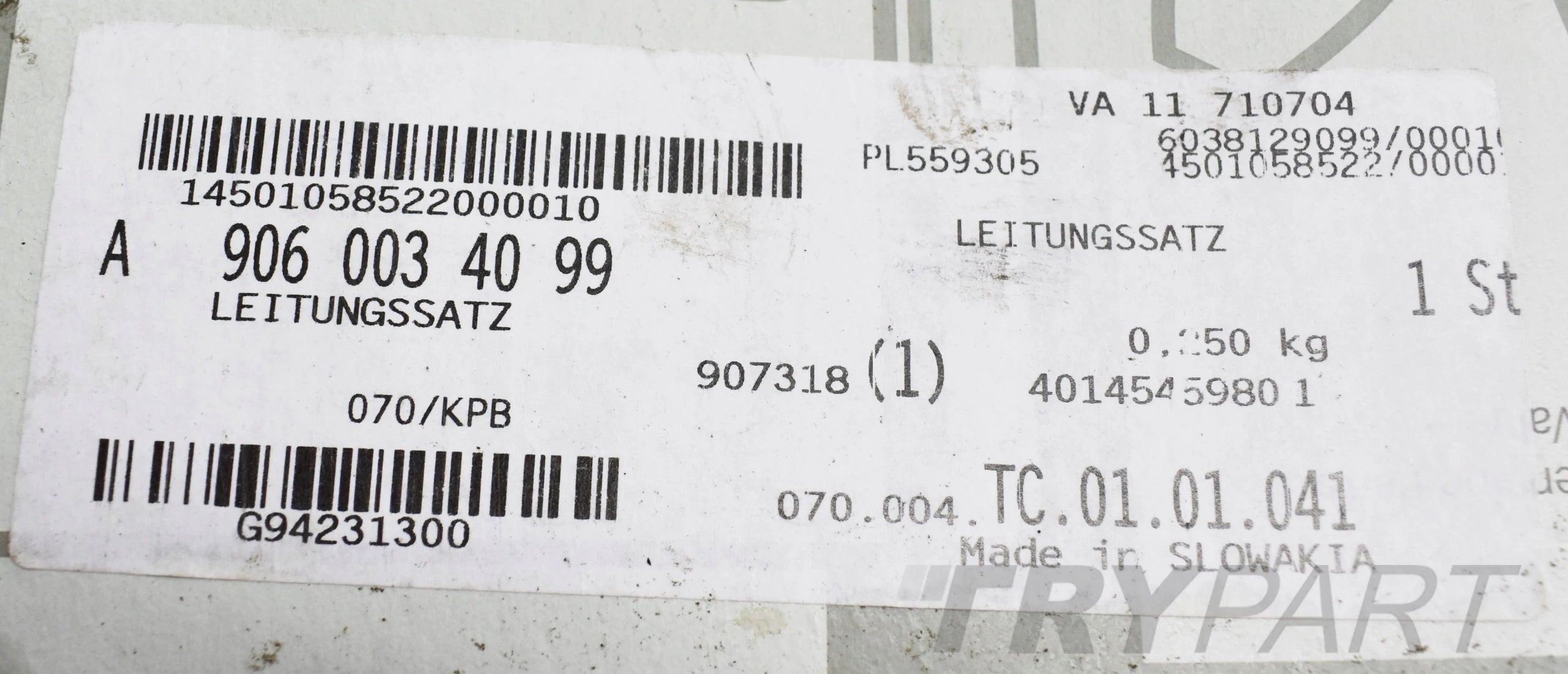 MERCEDES WIRING HARNESS INSTALLATION A9060034099