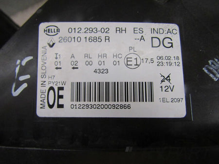 HEADLIGHT RENAULT SCENIC 4 IV 16-22 STANDARD LENS RH RIGHT 260101685R