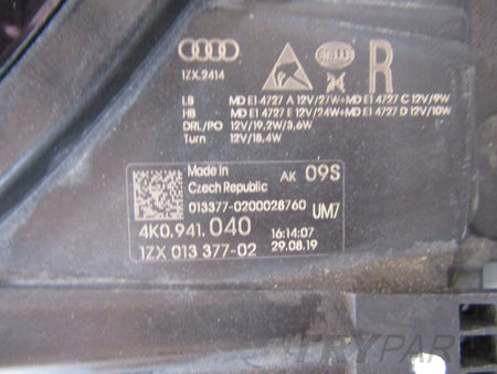 AUDI A6 C8 HEADLIGHT FULL LED RH RIGHT 18- 4K0941040