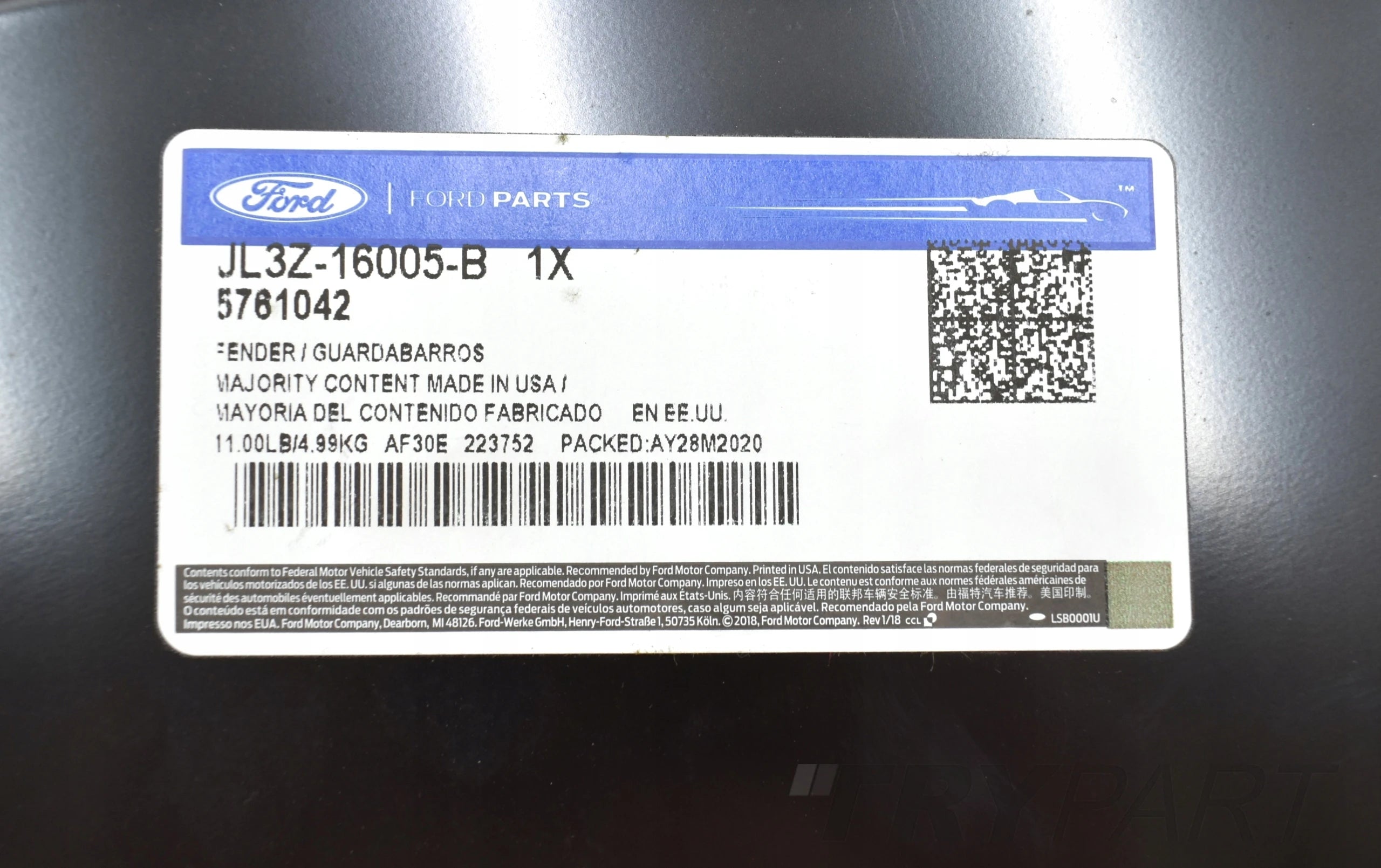 FORD F150 F-150 RIGHT FRONT FENDER ORG NEW