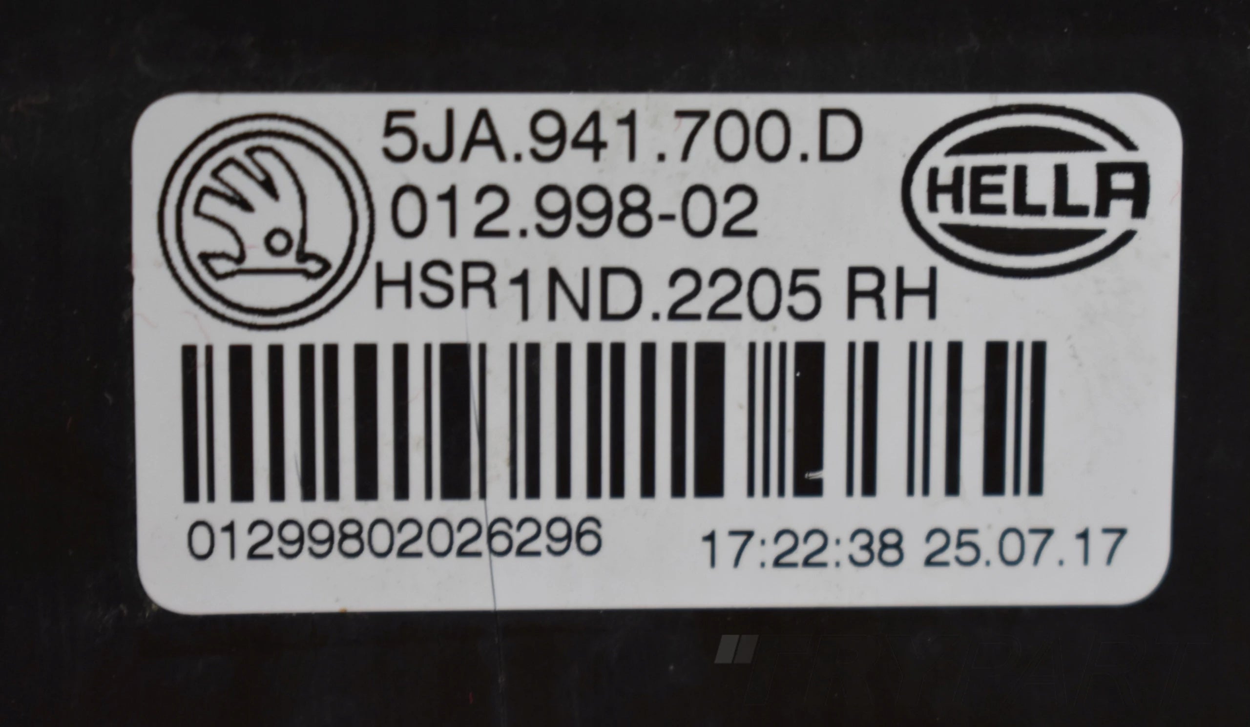 SKODA RAPID LIFT 5JA RIGHT FOG LIGHT ORG DISASSEMBLY