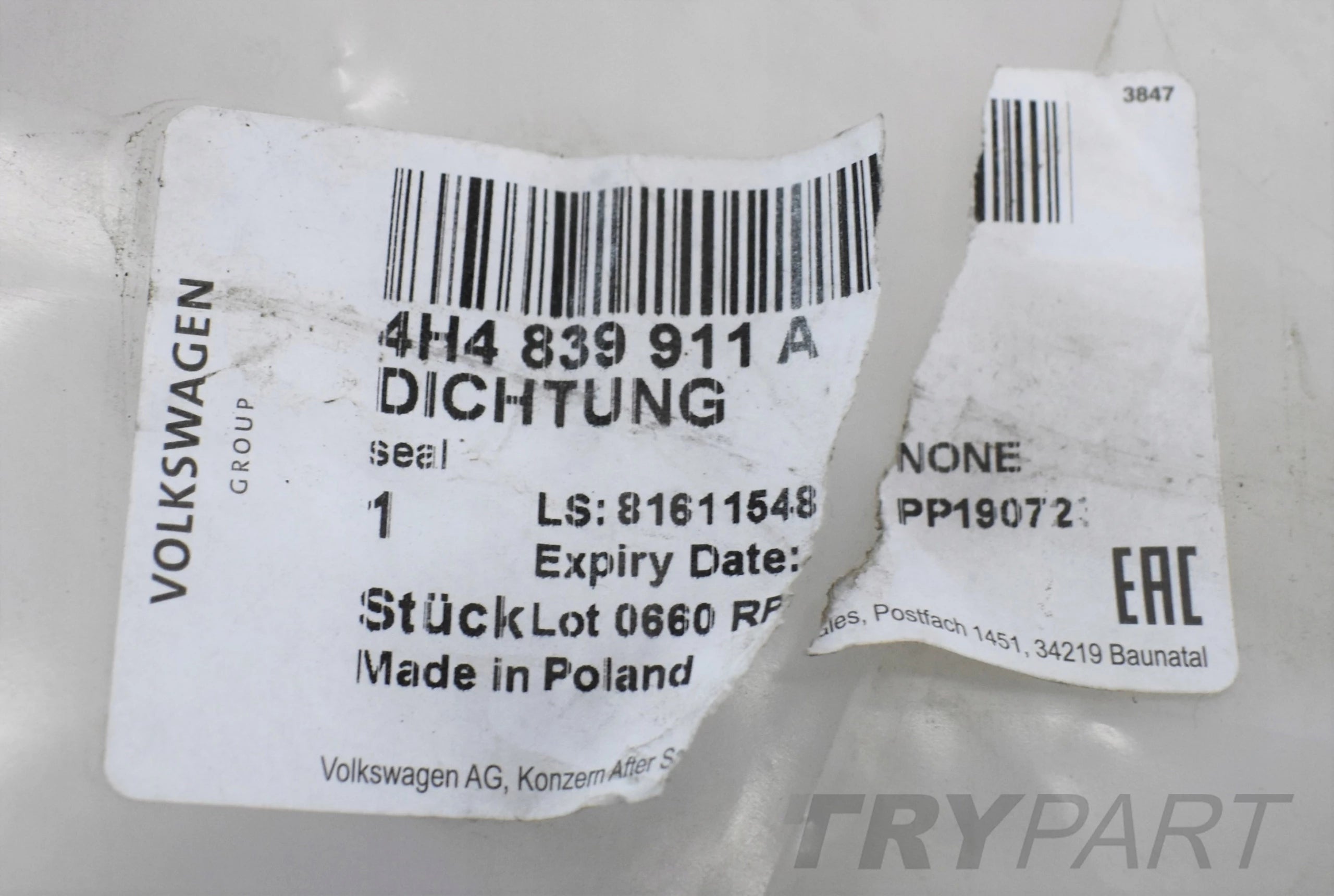 AUDI A8 D4 4H4 LONG REAR LEFT DOOR SEAL
