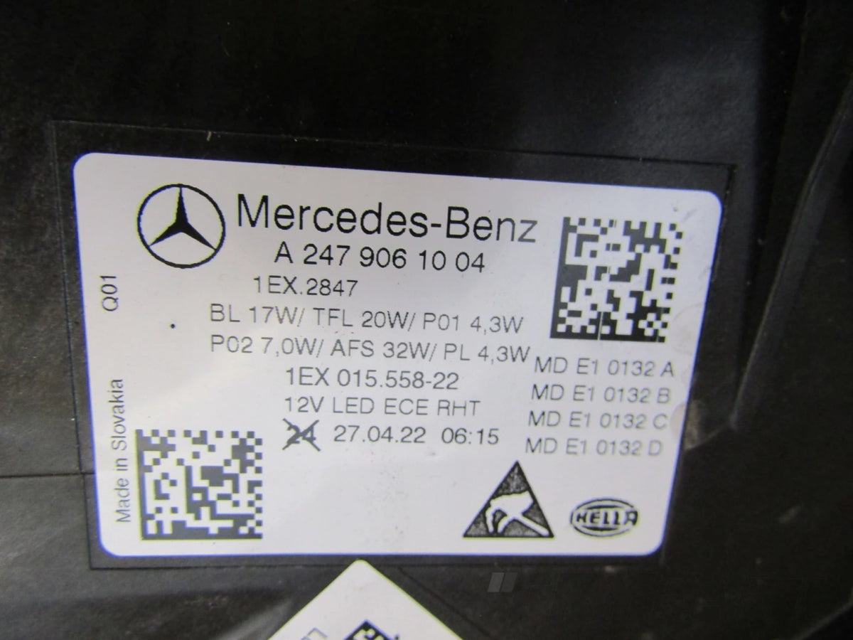 HEADLIGHT MERCEDES B CLASS W247 LED LIFT PERFORMANCE RH 22- A2479061004