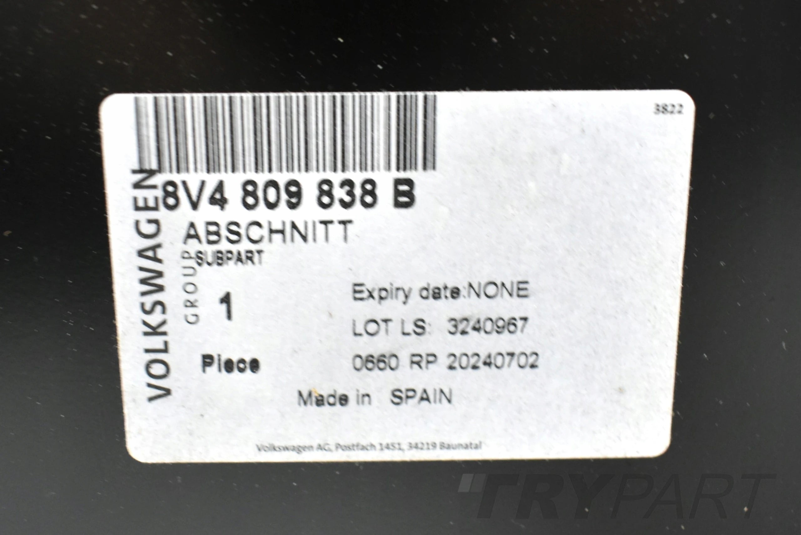 AUDI A3 8V 8V4 REAR RIGHT FENDER CLADDING ORG 8V4809838B