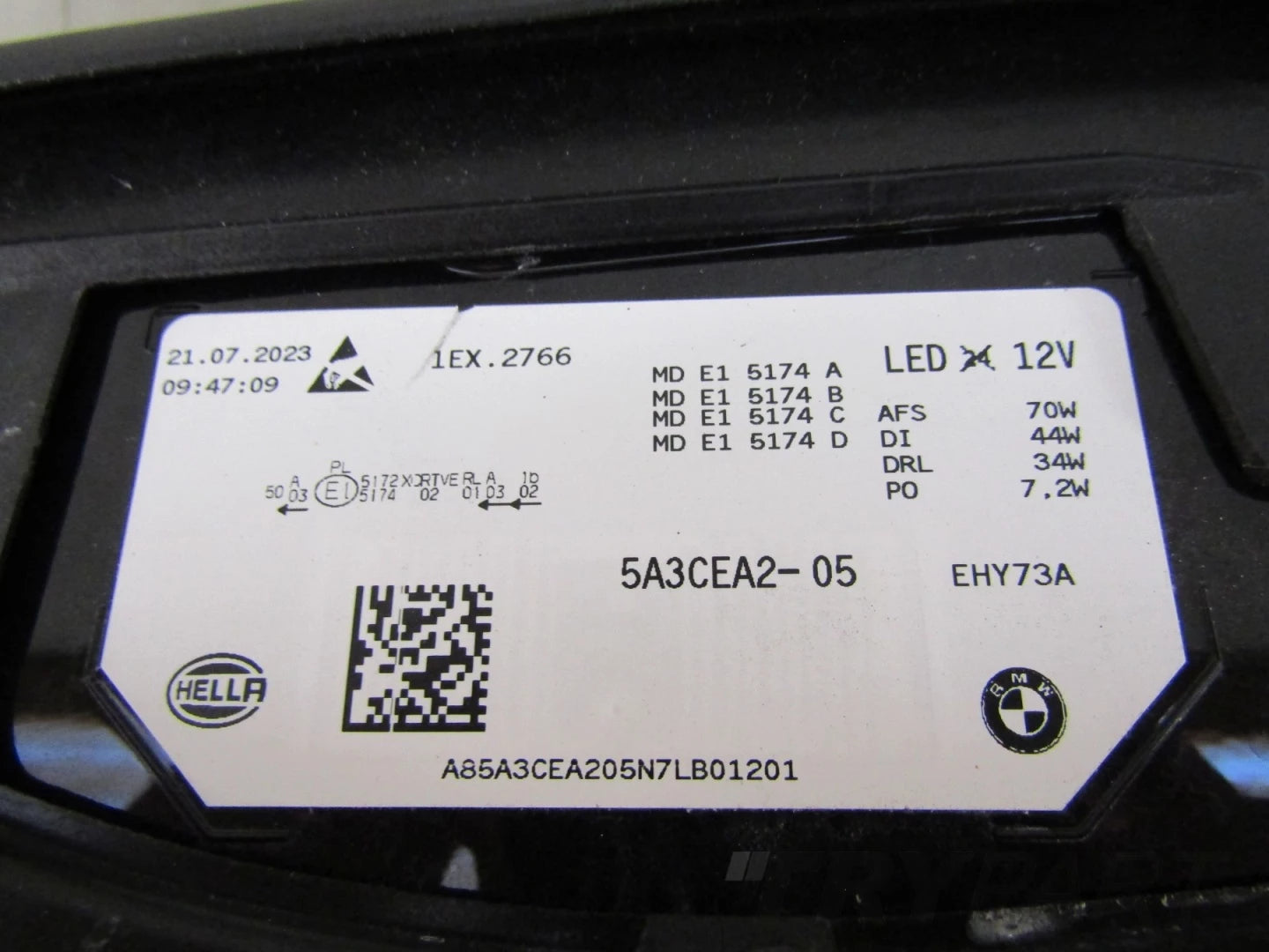 BMW IX I20 LASER 21- RH RIGHT HEADLIGHT 5A3CEA2