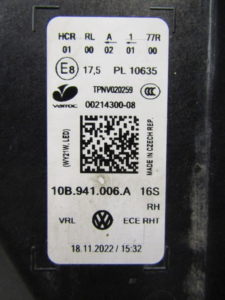FRONT HEADLIGHT VOLKSWAGEN ID3 FULL LED RH RIGHT 10B941006C