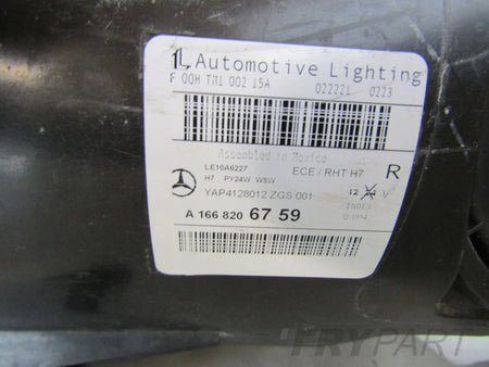 MERCEDES ML W166 HEADLIGHT STANDARD LENS 11-15 RH A1668206759
