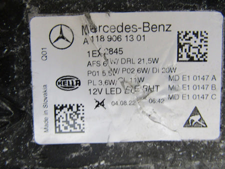 MERCEDES CLA W118 LIFT MULTIBEAM 23- HEADLIGHT LH A1189061301