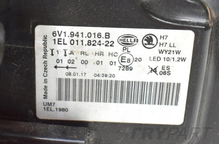 SKODA FABIA III 6V HEADLIGHT RIGHT FRONT EU ORG