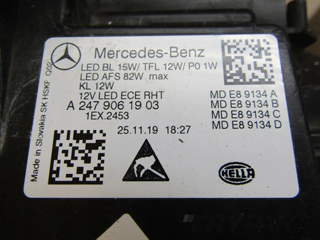 Headlight Mercedes B-CLASS 247 MULTIBEAM FULL LED 18-22 LH LEFT A24790619
