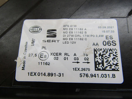 Front Lamp Seat Ateca 576 LIFT FULL LED 20-25 LH LEFT 576941031B