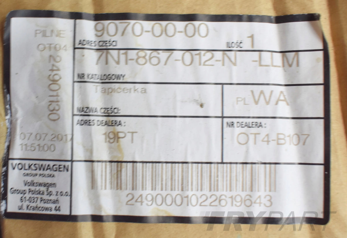 VW SHARAN 7N RIGHT FRONT DOOR SIDE PANEL ORG NEW